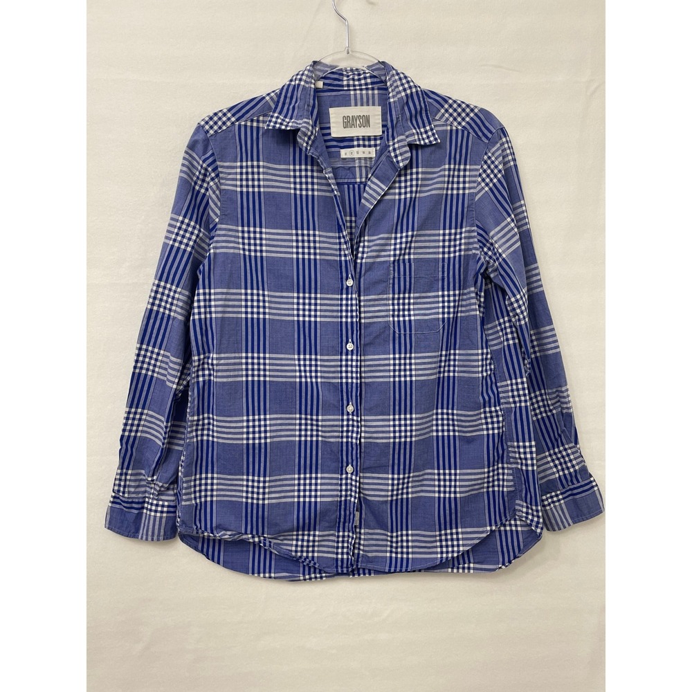 Grayson The Hero Shirt size 2 Relaxed Plaid Cotton Button Up Long Sleeve Preppy
